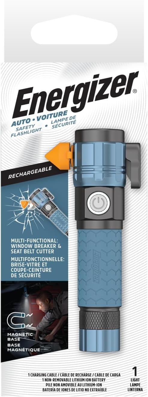 image:imageEnergizer A500 Rechargeable Flashlight Auto Safety Seat Belt Cutter and Glass Breaker IPX4 Water Resistant Battery and USB Cable Included