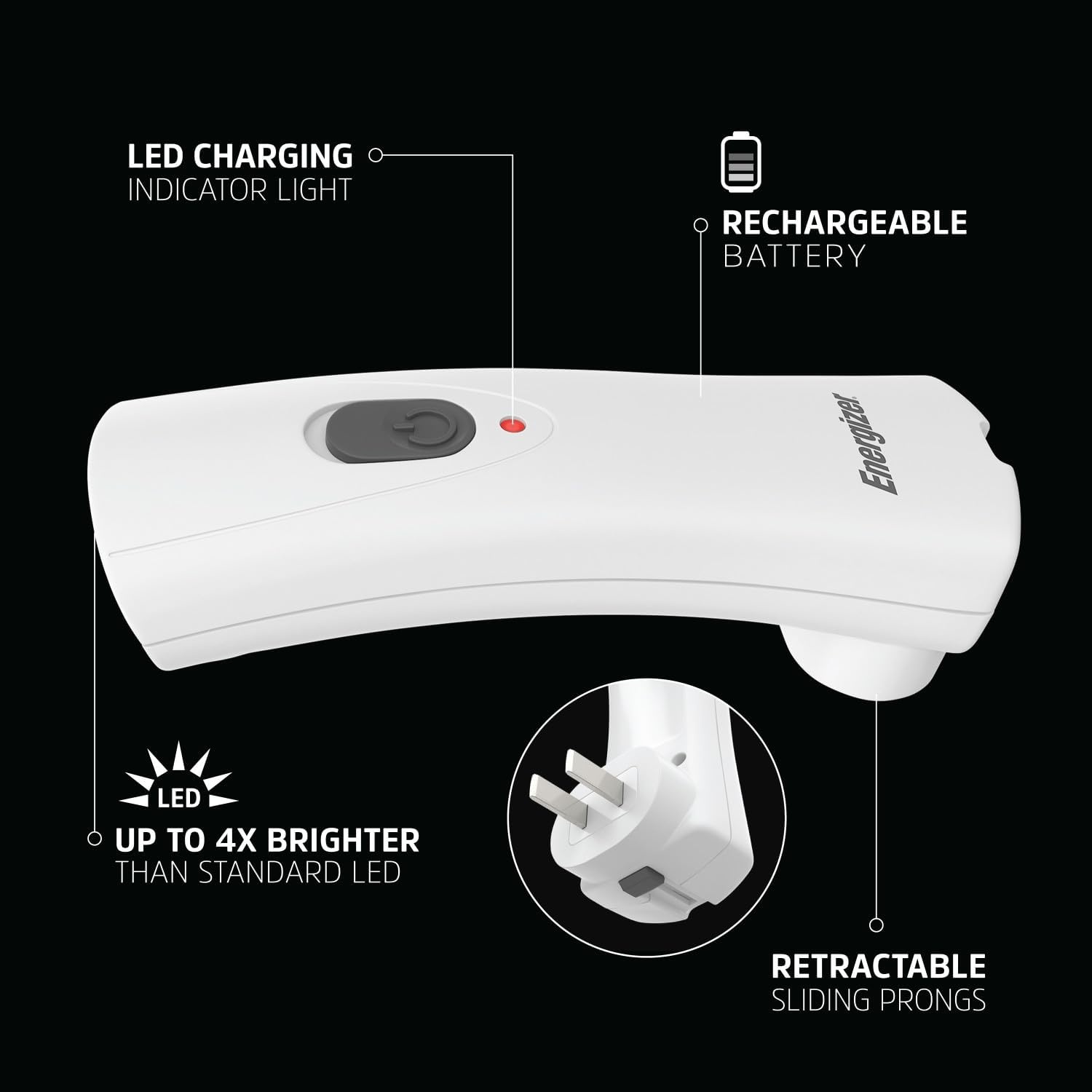 image:imageEnergizer AutoOn LED Flashlights Rechargeable 6Pack for Home Power Failure Plug in LED Flashlight for Power Outage Night Light Hurricane PreparednessWhite