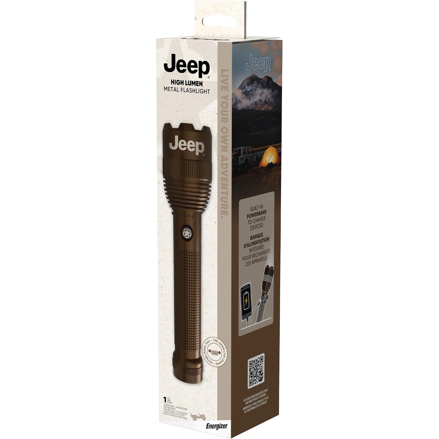 image:imageEnergizer Jeep High Lumen10000 Flashlight Recharegeable Ultra Bright 10000 Lumens Tactical Flashlight IPX4 WaterResistant USBC Cable IncludedHigh Lumen Flashlight