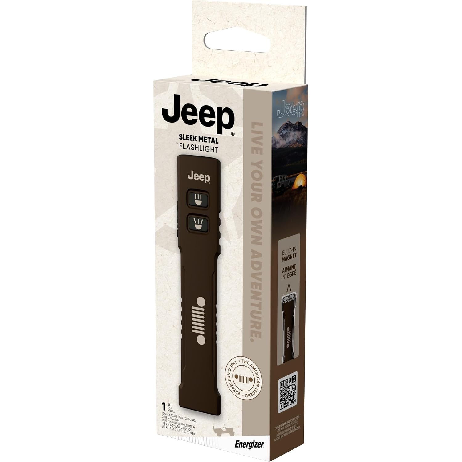image:imageEnergizer Jeep High Lumen10000 Flashlight Recharegeable Ultra Bright 10000 Lumens Tactical Flashlight IPX4 WaterResistant USBC Cable IncludedSleek EDC Flashlight