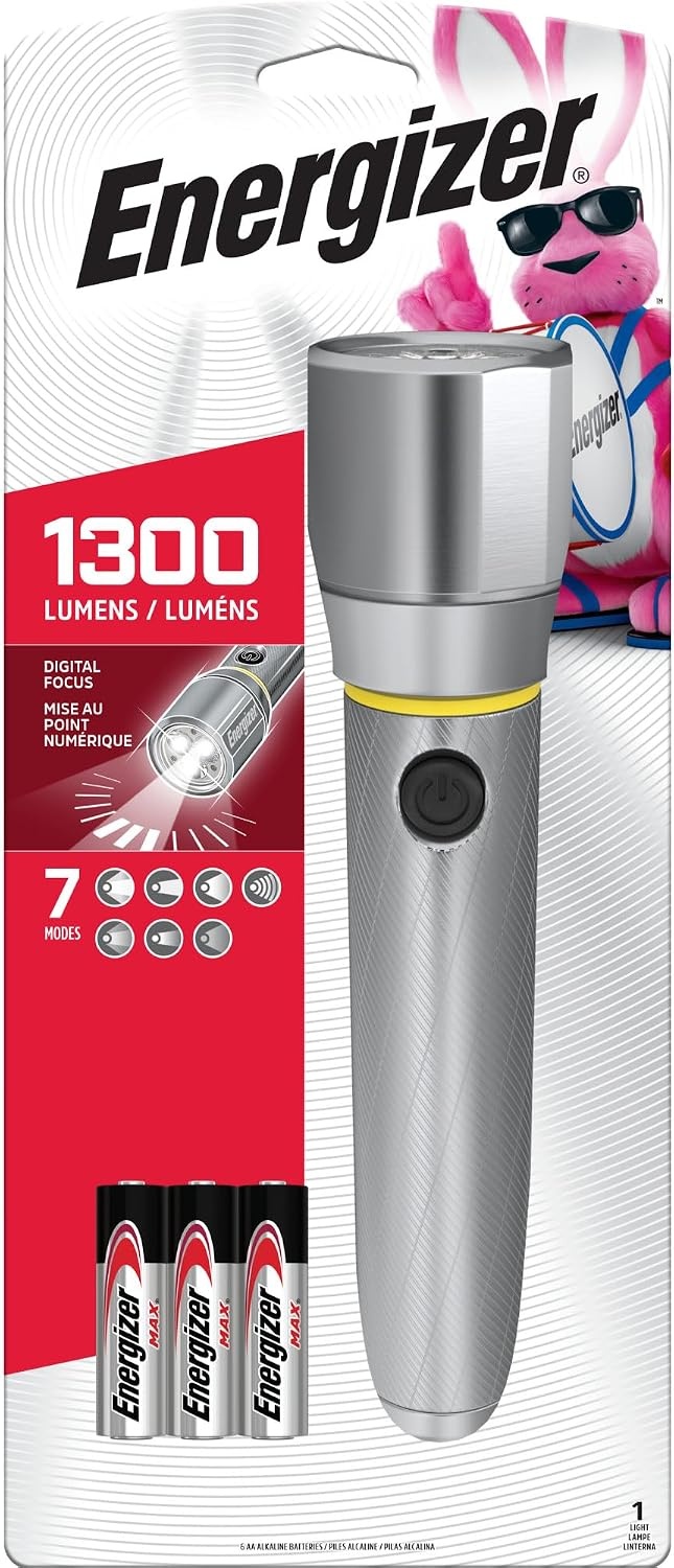 image:imageEnergizer LED Flashlight Vision PRO Ultra Bright 1000 Lumens IPX4 Water Resistant AircraftGrade Aluminum LED Light Rugged Metal Flash Light for Outdoors Emergency Power Outage BlackSilver