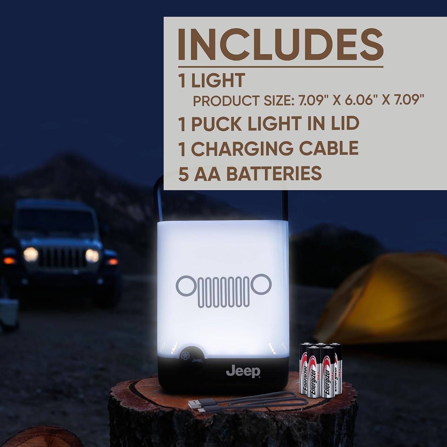 image:imageEnergizer LightxPower Cube Camping Lantern X1000 Lantern Dual Power Rechargeable and AA Battery IPX4 Water ResistantBrown