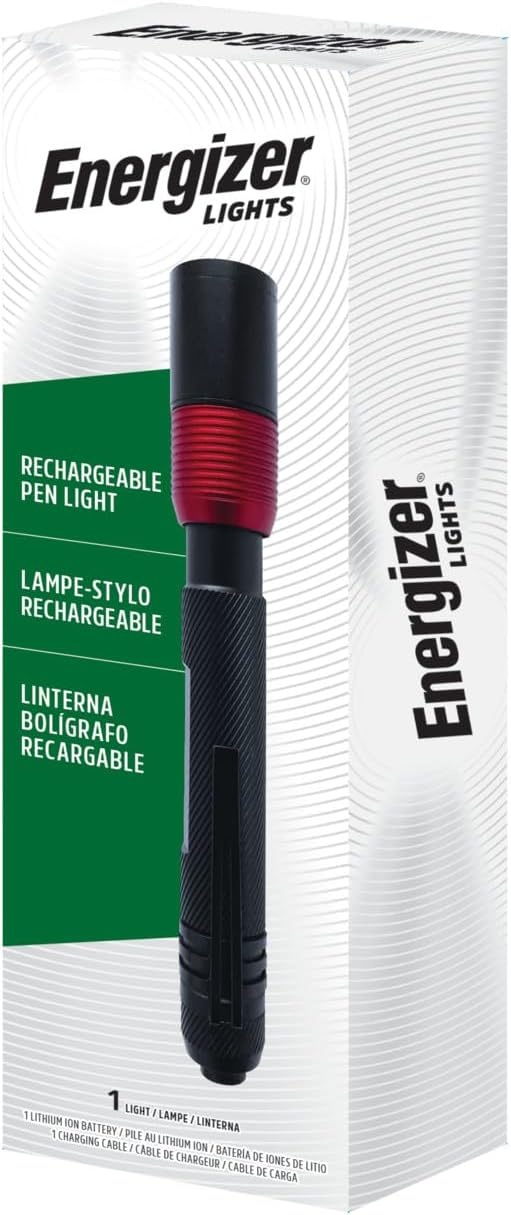 image:imageEnergizer X400 Pen light Flashlight Rechargeable Bright Penlight IPX4 WaterResistant Lightweight and Durable Rechargeable Flashlight USB Charging Cable IncludedBlackRed