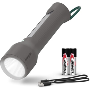 Energizer S-600 LED Flashlight Rechargeable Solar and AA Battery Power Options, Super Bright IPX4 Water Resistant Flashlights High Lumens for Emergencies, Outdoors, DIY(Standard)