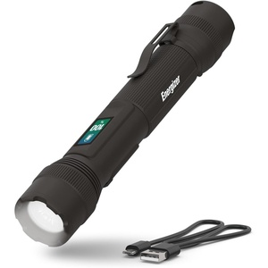 Energizer X1000 Rechargeable LED Flashlight with Power Indicator, Super Bright Flashlight, IPX4 Water Resistant, Rugged Light for Outdoors, Emergencies