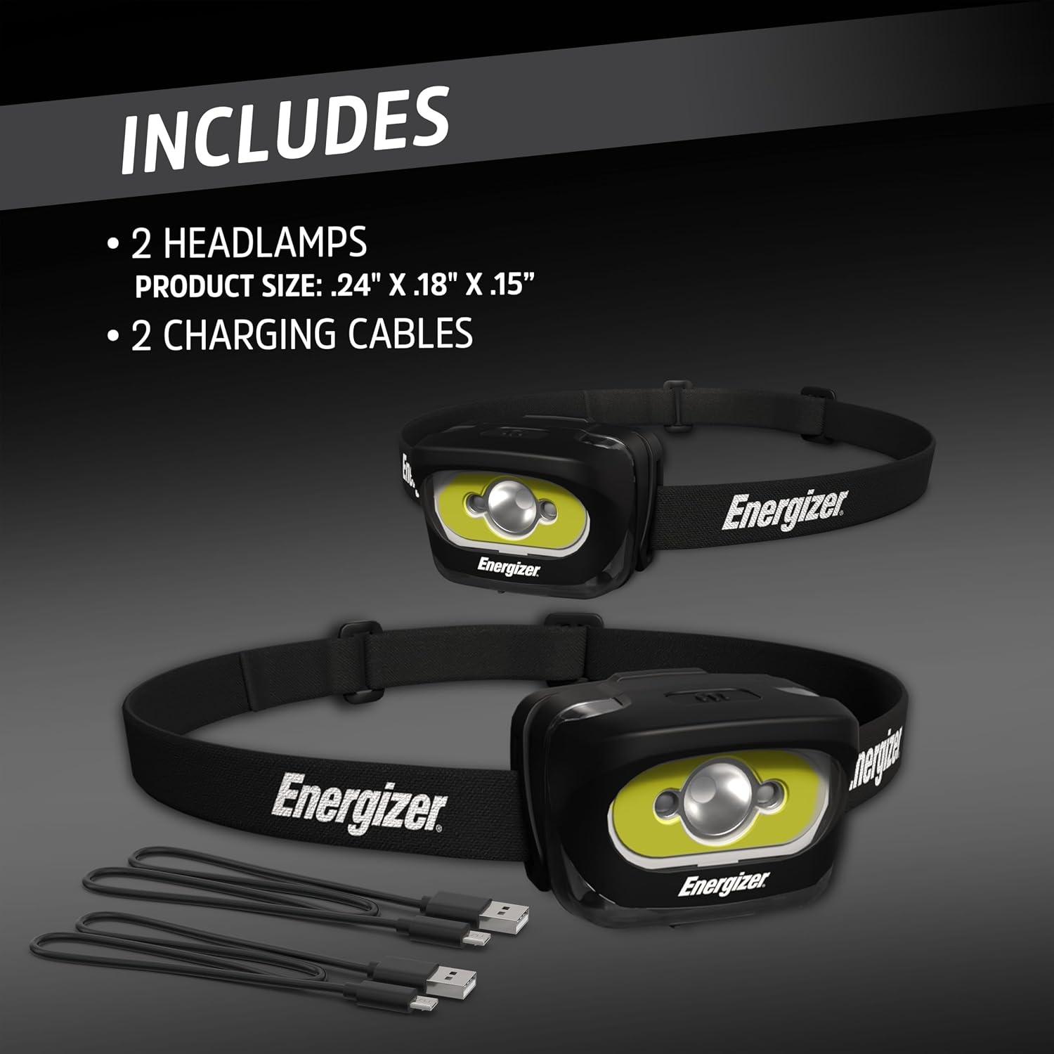 image:imageEnergizer LED Rechargeable Headlamp 2Pack Orange LED Headlamps with Red Light Option USB Charging Cables IncludedBlack