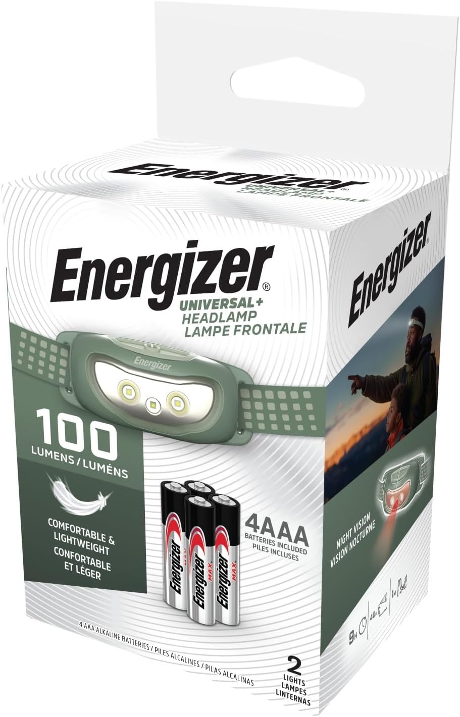image:imageEnergizer Universal LED Headlamp 2Pack IPX4 Water Resistant Headlamps Bright Head Light for Outdoors Camping Running Storm Survival LED Light for Emergencies Batteries IncludedCamp Green