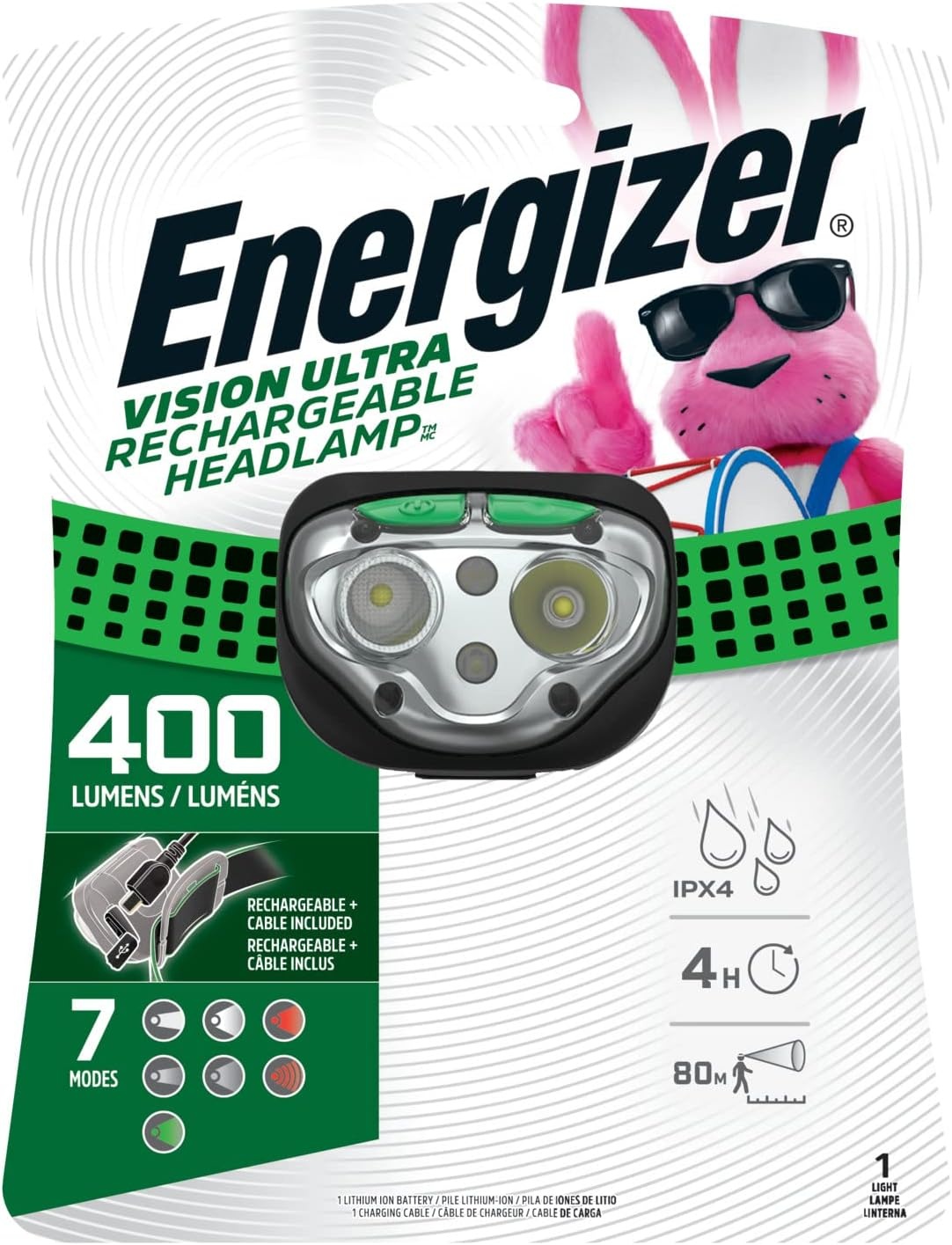 image:imageEnergizer Vision LED Rechargeable Headlamp Water Resistant Bright LED Headlamp for Outdoors Camping Gear and Hurricane Supplies Includes USB Charging Cable Pack of 1Emerald Green