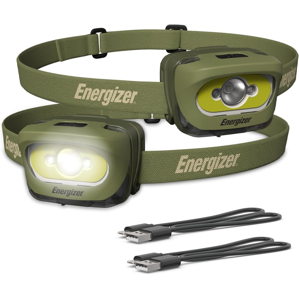image:imageEnergizer LED Rechargeable Headlamp 2Pack Orange LED Headlamps with Red Light Option USB Charging Cables IncludedGreen