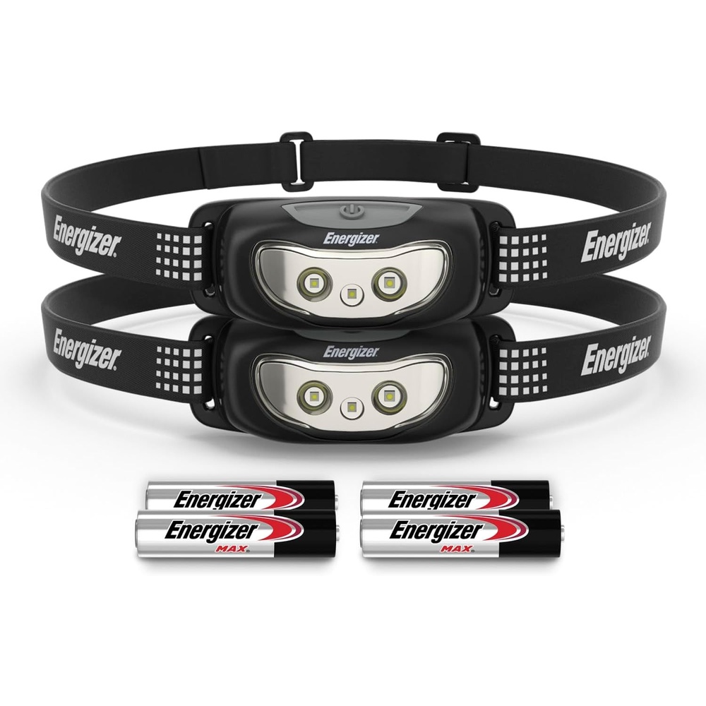 image:imageEnergizer Universal LED Headlamp 2Pack IPX4 Water Resistant Headlamps Bright Head Light for Outdoors Camping Running Storm Survival LED Light for Emergencies Batteries IncludedBlack 2pack