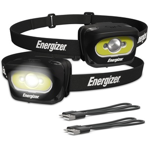 Energizer LED Rechargeable Headlamp (2-Pack), Orange, LED Headlamps with Red Light Option, USB Charging Cables Included(Black)