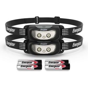 Energizer Universal LED Headlamp (2-Pack), IPX4 Water Resistant Headlamps, Bright Head Light for Outdoors, Camping, Running, Storm, Survival LED Light for Emergencies (Batteries Included)(Black (2-pack))