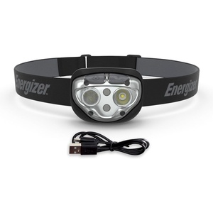 Energizer Vision LED Rechargeable Headlamp, Water Resistant Bright LED Headlamp for Outdoors, Camping Gear and Hurricane Supplies, Includes USB Charging Cable, Pack of 1(Midnight Black)